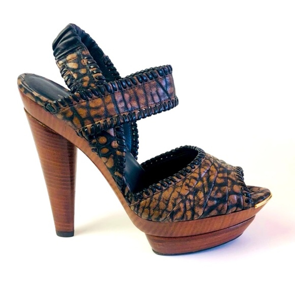 Brown Leather Platform Heels - Women's Strappy High Heel Sandals